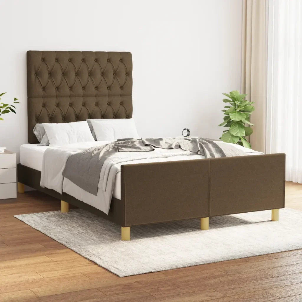 Letto matrimoniale | Letto per adulti | Giroletto senza Materasso Marrone Scuro 120x200 cm Tessuto - Image 2