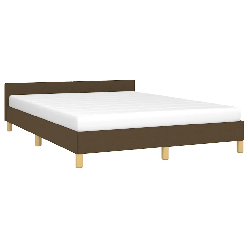 Letto matrimoniale | Letto per adulti | Giroletto senza Materasso Marrone Scuro 140x190 cm Tessuto - Image 3