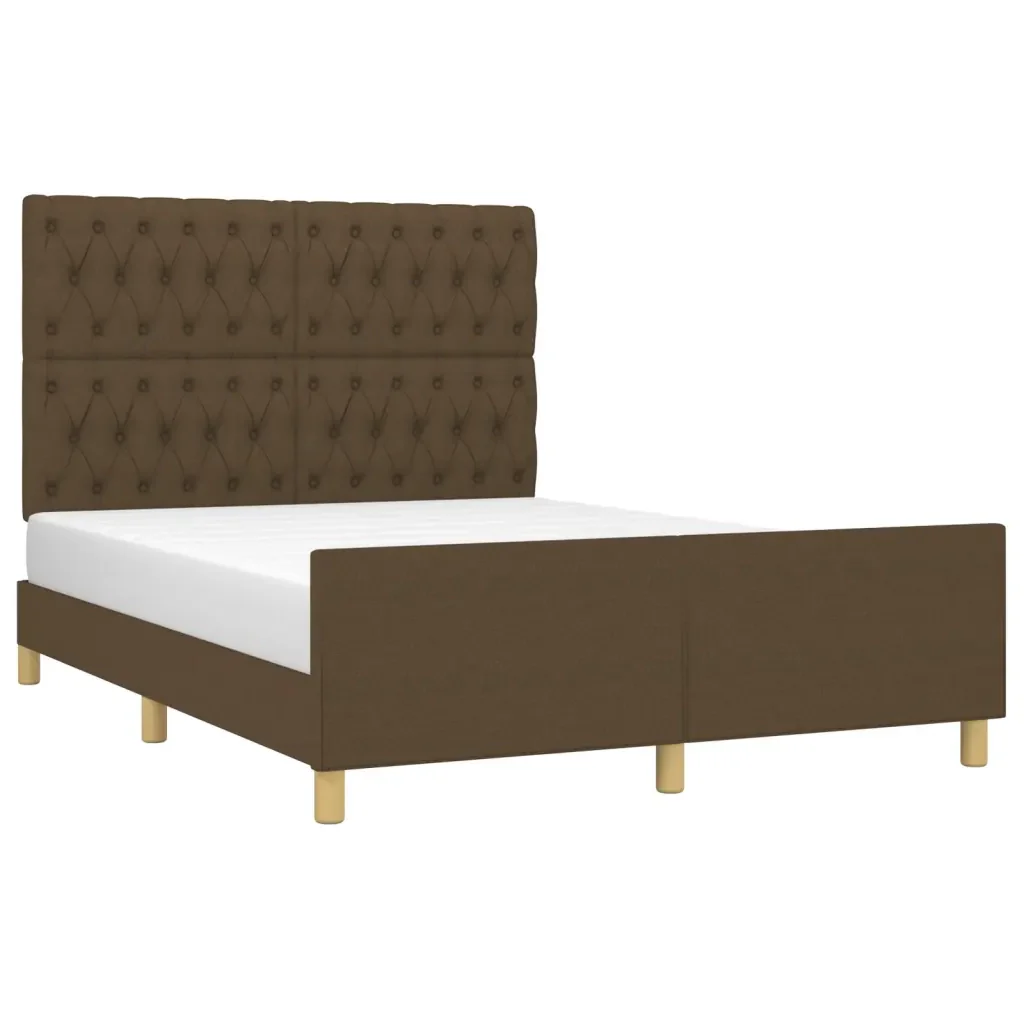 Letto matrimoniale | Letto per adulti | Giroletto senza Materasso Marrone Scuro 140x190 cm Tessuto - Image 3
