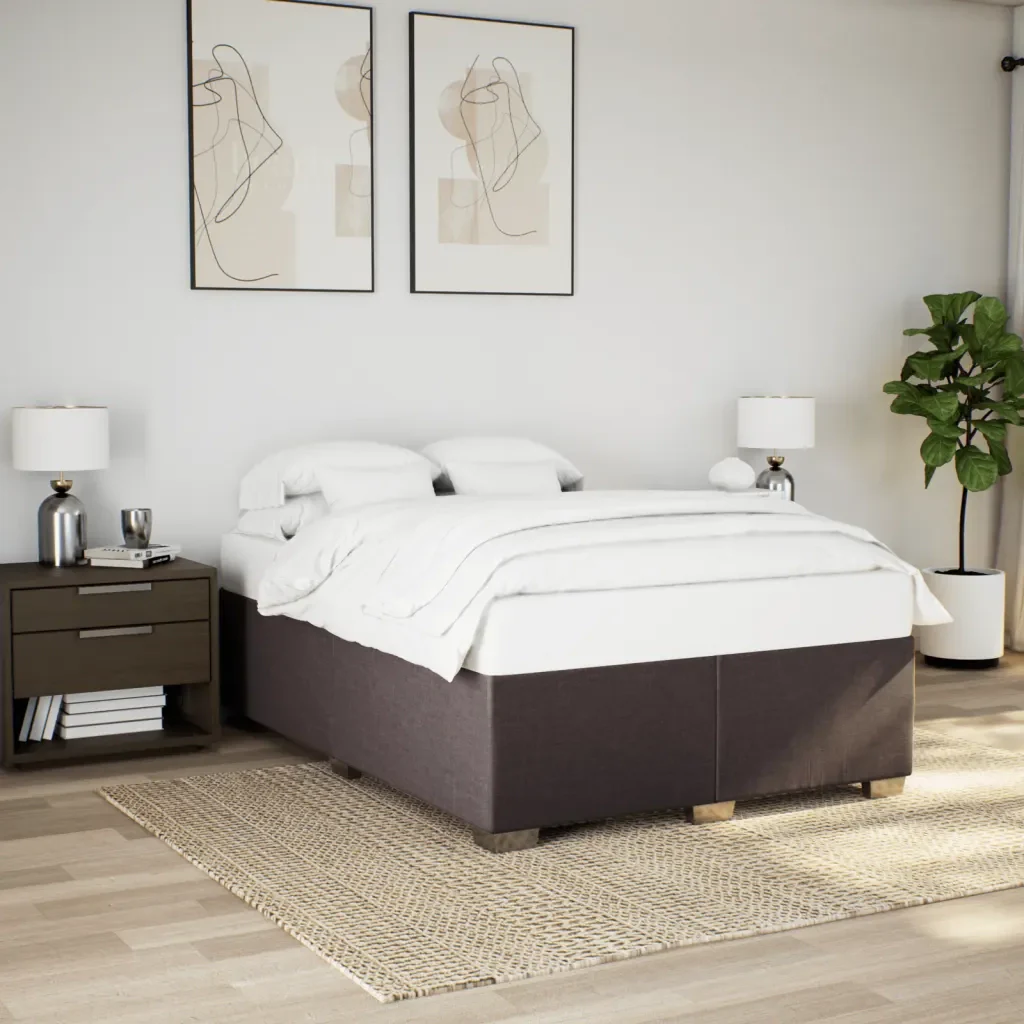 Letto matrimoniale | Letto per adulti | Giroletto senza Materasso Marrone Scuro 140x190 cm Tessuto - Image 2