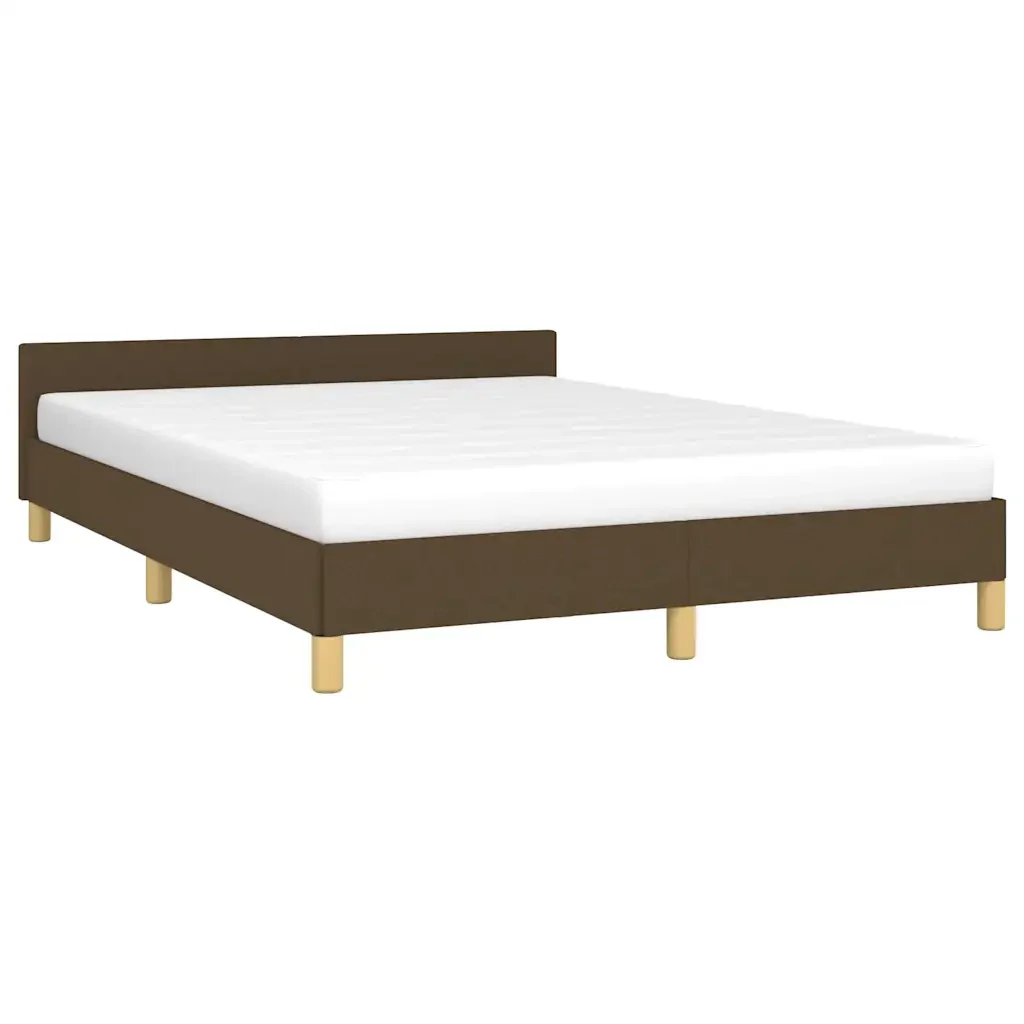 Letto matrimoniale | Letto per adulti | Giroletto senza Materasso Marrone Scuro 140x200 cm Tessuto - Image 4