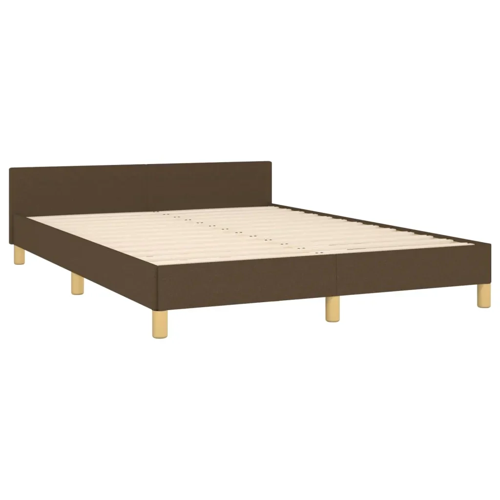 Letto matrimoniale | Letto per adulti | Giroletto senza Materasso Marrone Scuro 140x200 cm Tessuto - Image 5