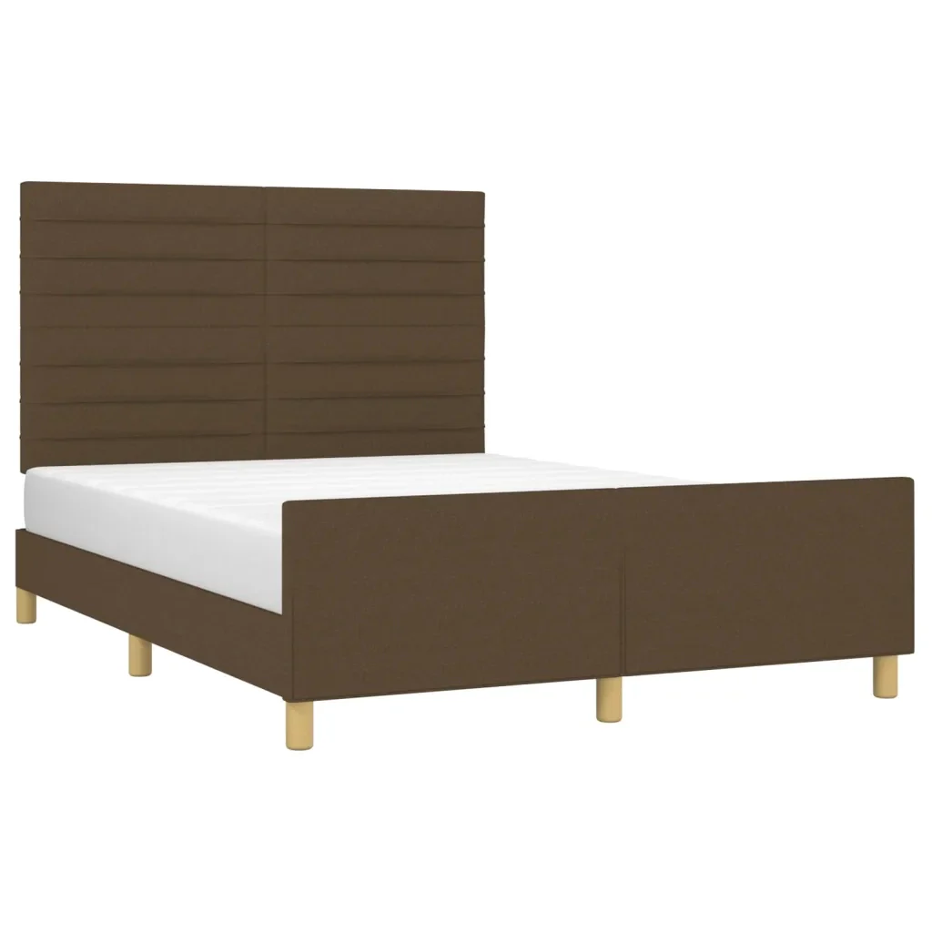 Letto matrimoniale | Letto per adulti | Giroletto senza Materasso Marrone Scuro 140x200 cm Tessuto - Image 4