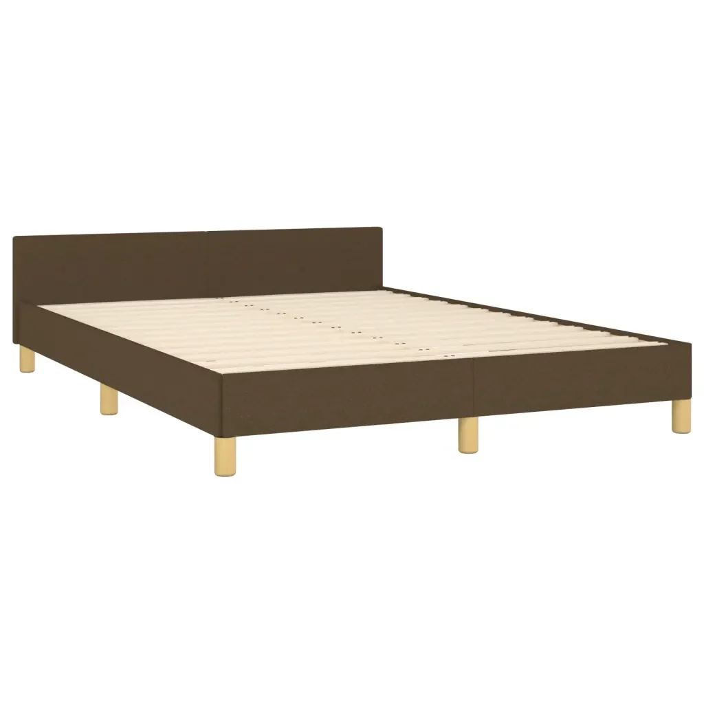 Letto matrimoniale | Letto per adulti | Giroletto senza Materasso Marrone Scuro 140x200 cm Tessuto - Image 5