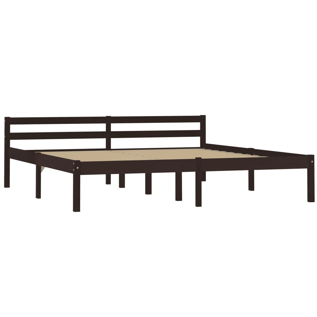 Letto matrimoniale | Letto per adulti | Giroletto senza Materasso Marrone Scuro 160x200 cm Legno Pino - Image 2