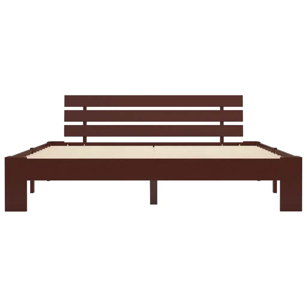 Letto matrimoniale | Letto per adulti | Giroletto senza Materasso Marrone Scuro 160x200 cm Legno Pino - Image 4