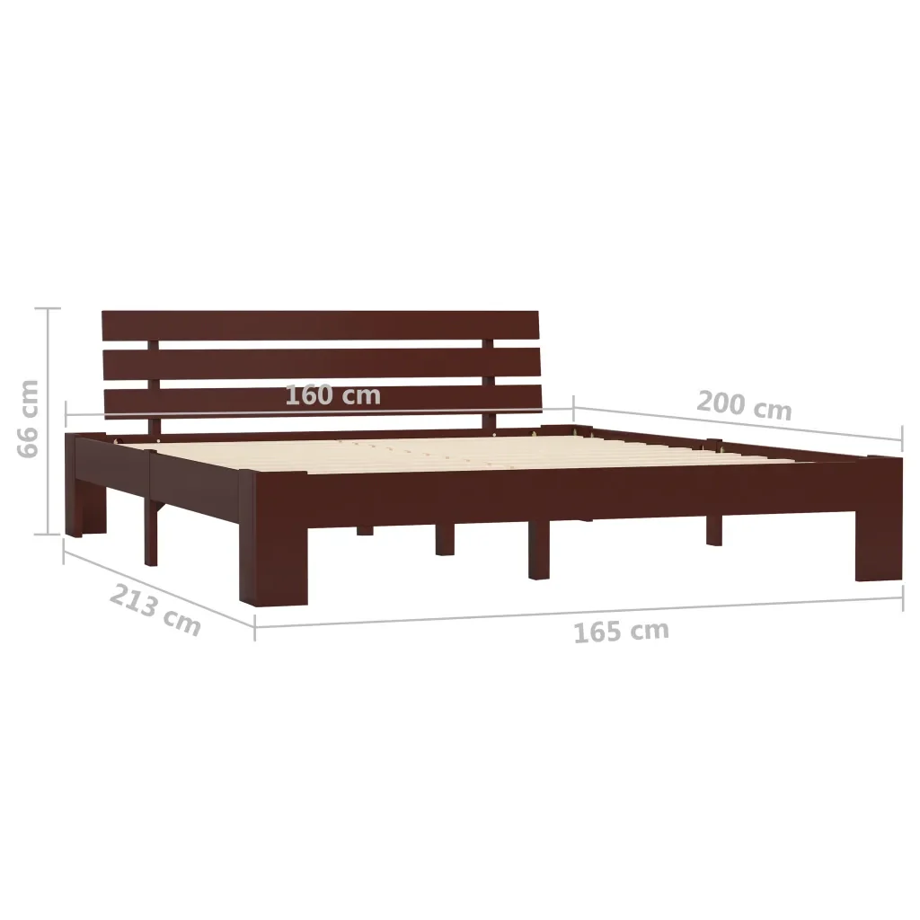 Letto matrimoniale | Letto per adulti | Giroletto senza Materasso Marrone Scuro 160x200 cm Legno Pino - Image 7