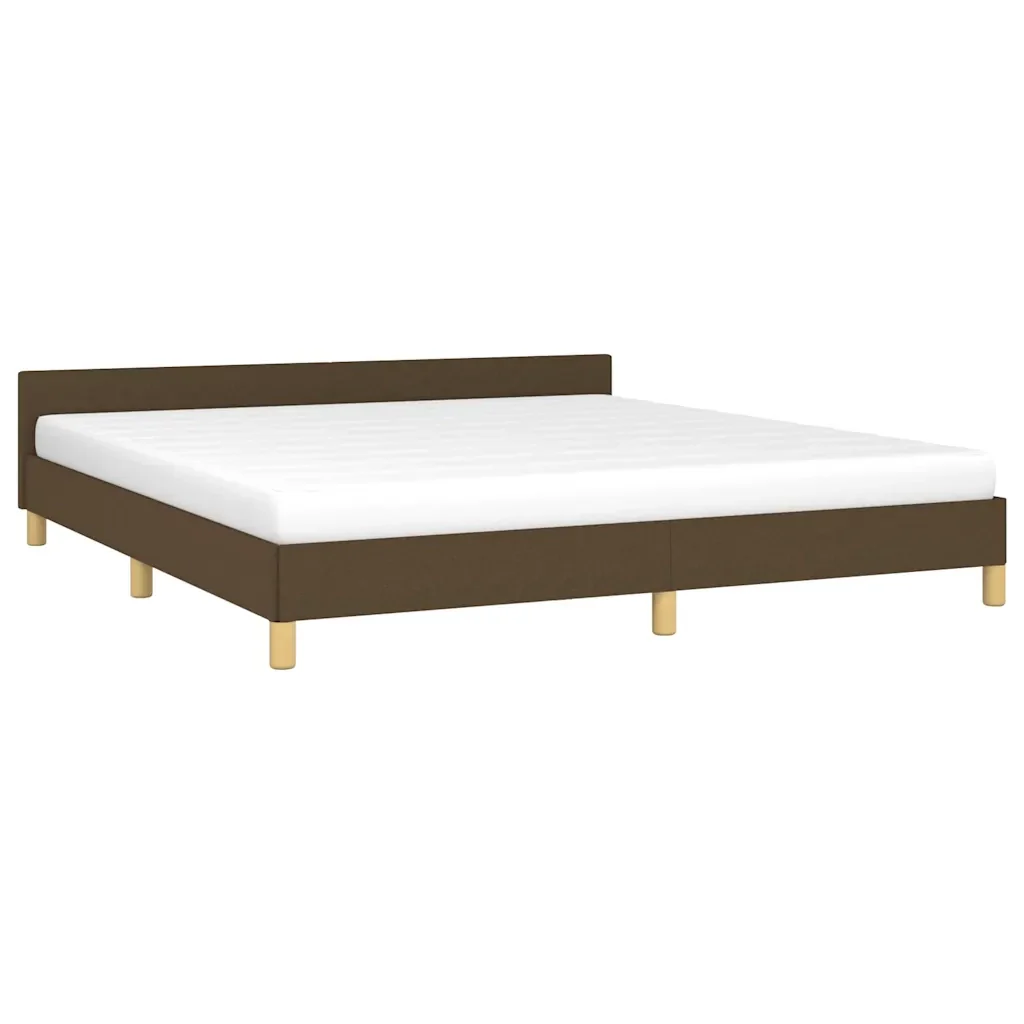 Letto matrimoniale | Letto per adulti | Giroletto senza Materasso Marrone Scuro 160x200 cm Tessuto - Image 4