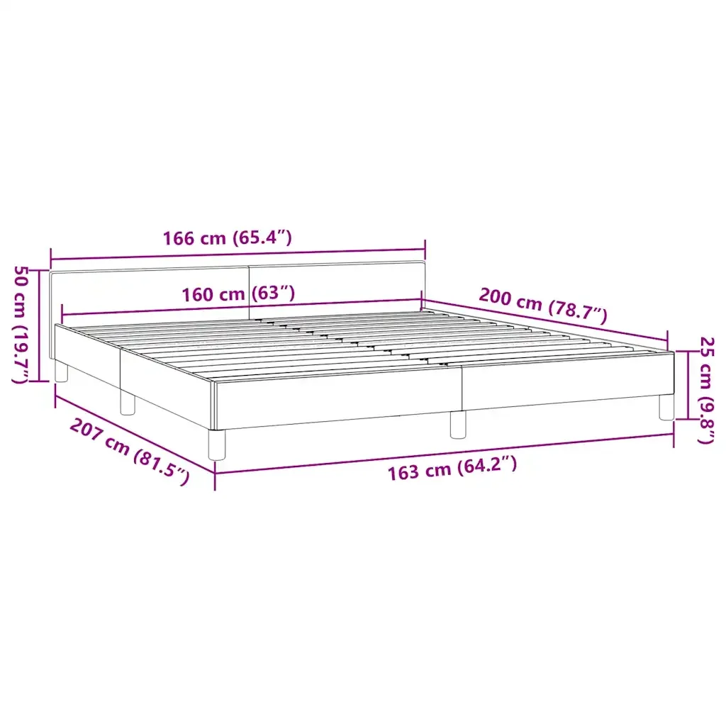 Letto matrimoniale | Letto per adulti | Giroletto senza Materasso Marrone Scuro 160x200 cm Tessuto - Image 9