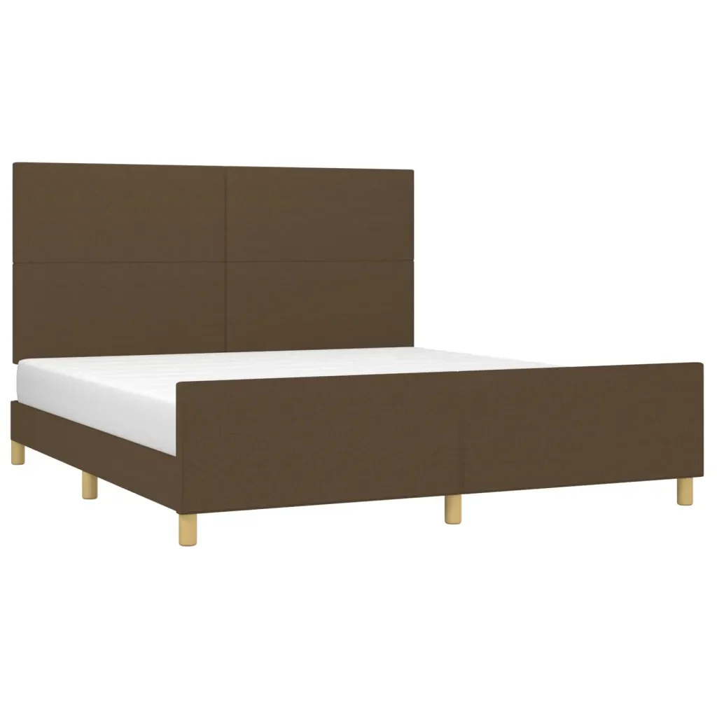 Letto matrimoniale | Letto per adulti | Giroletto senza Materasso Marrone Scuro 160x200 cm Tessuto - Image 3