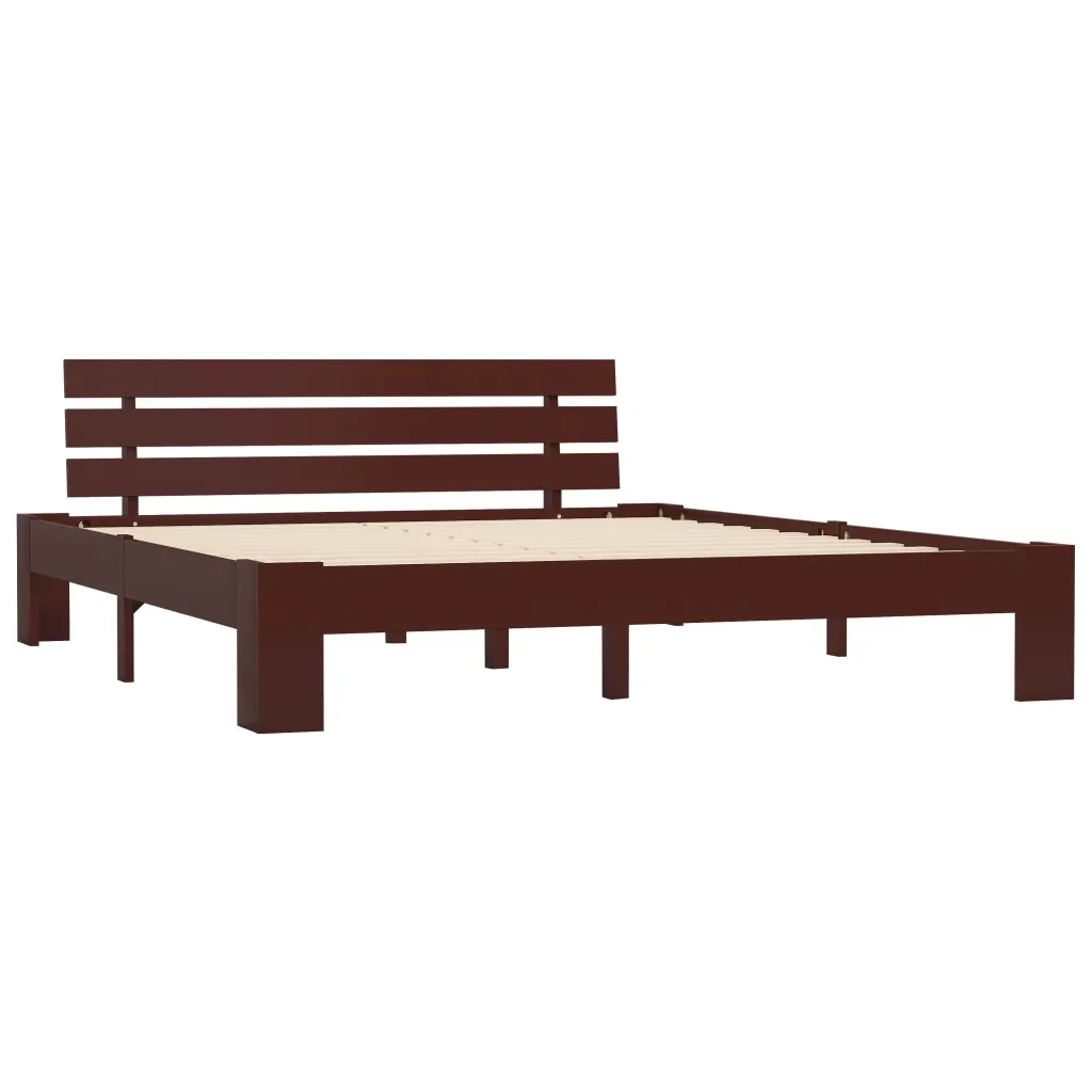 Letto matrimoniale | Letto per adulti | Giroletto senza Materasso Marrone Scuro 180x200 cm in Pino - Image 2