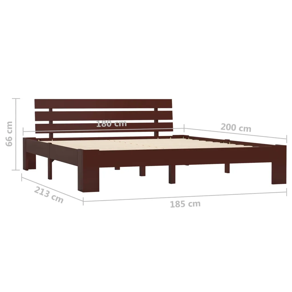 Letto matrimoniale | Letto per adulti | Giroletto senza Materasso Marrone Scuro 180x200 cm in Pino - Image 7