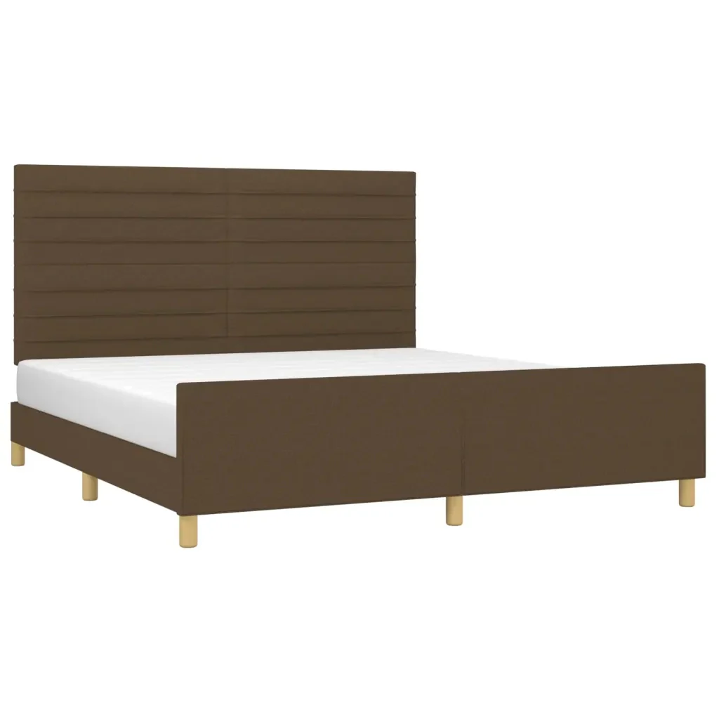 Letto matrimoniale | Letto per adulti | Giroletto senza Materasso Marrone Scuro 180x200 cm Tessuto - Image 3