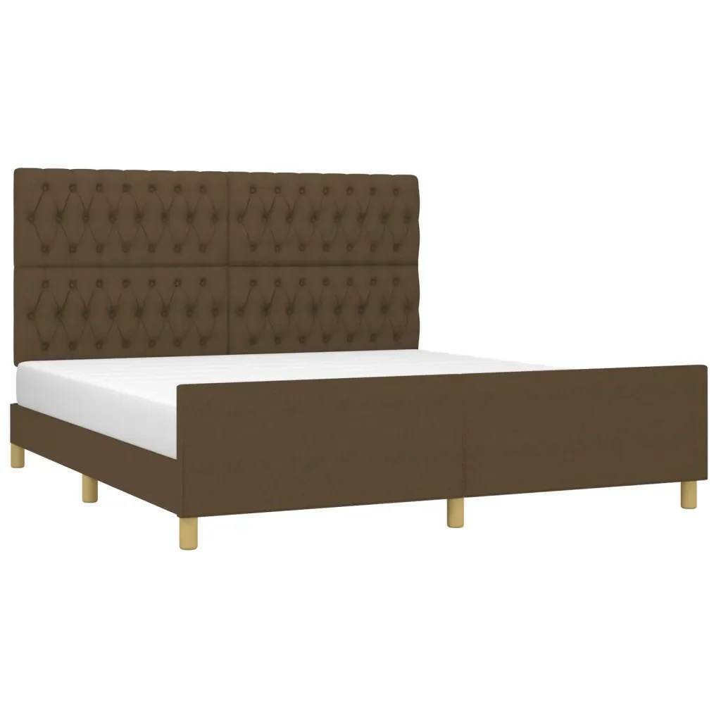 Letto matrimoniale | Letto per adulti | Giroletto senza Materasso Marrone Scuro 180x200 cm Tessuto - Image 3