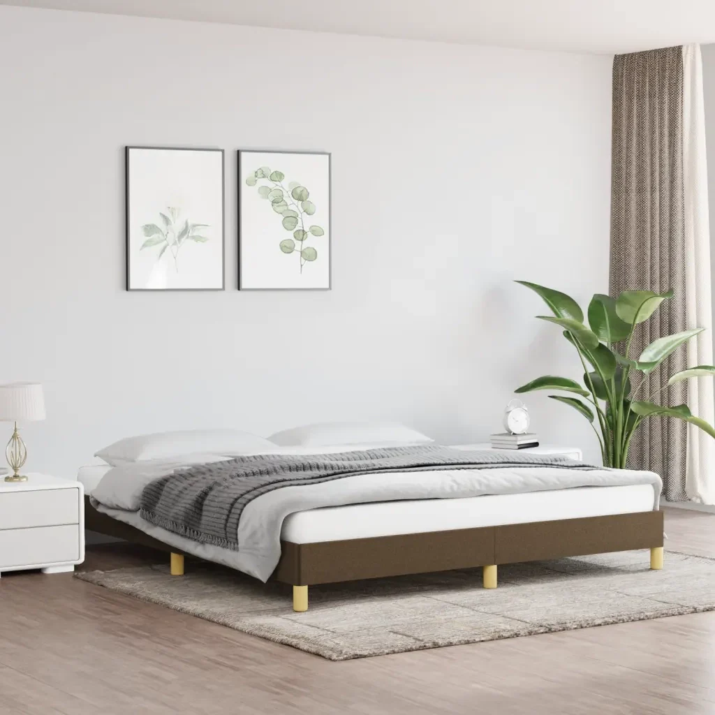 Letto matrimoniale | Letto per adulti | Giroletto senza Materasso Marrone Scuro 180x200 cm Tessuto - Image 2