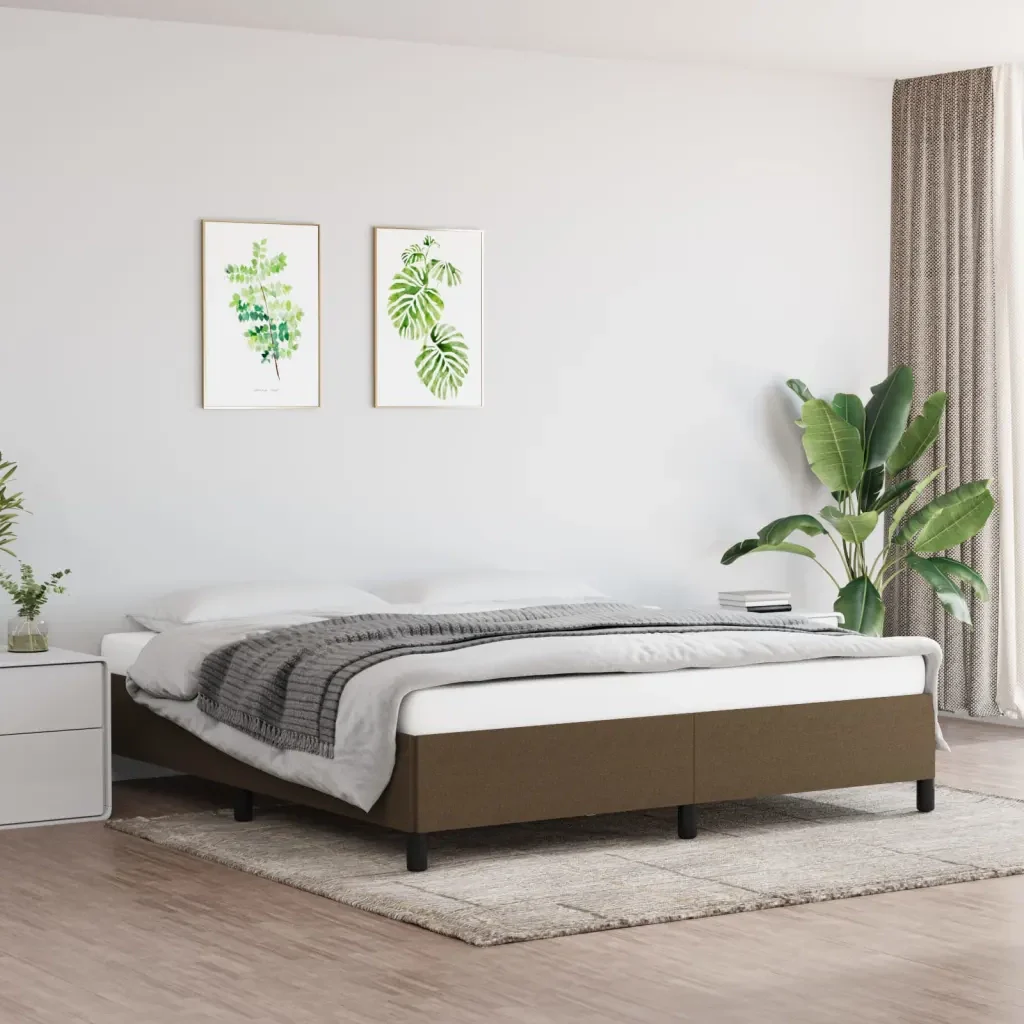 Letto matrimoniale | Letto per adulti | Giroletto senza Materasso Marrone Scuro 180x200 cm Tessuto - Image 2