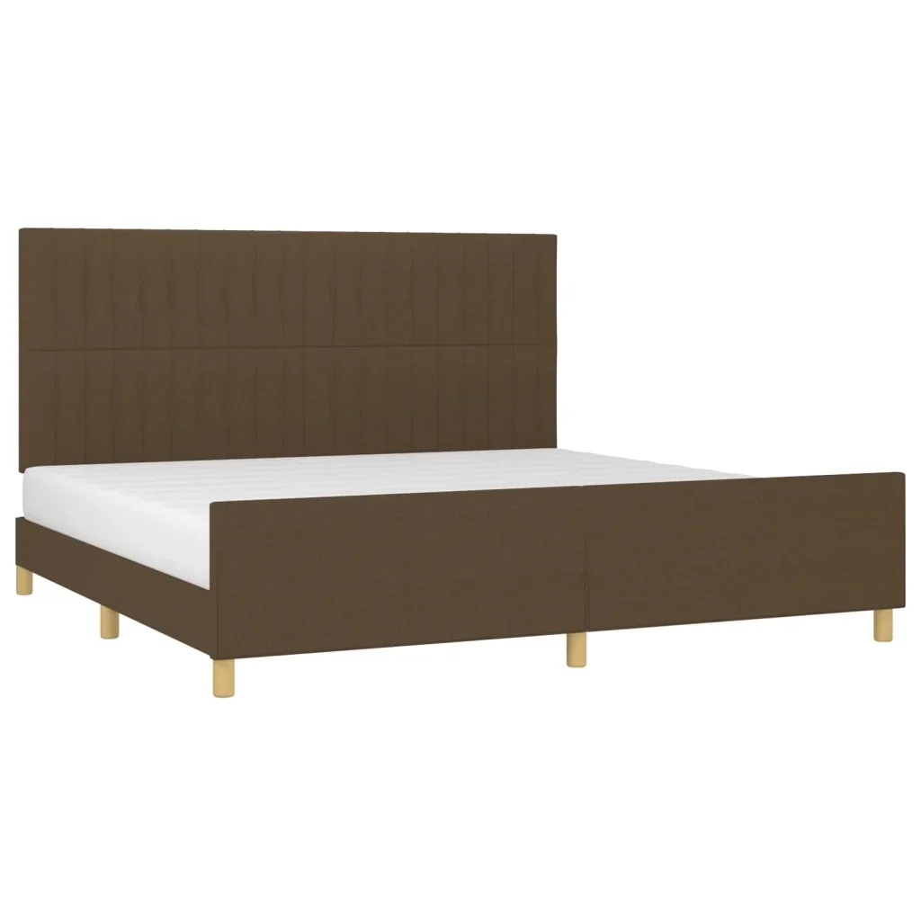 Letto matrimoniale | Letto per adulti | Giroletto senza Materasso Marrone Scuro 200x200 cm in Tessuto - Image 4