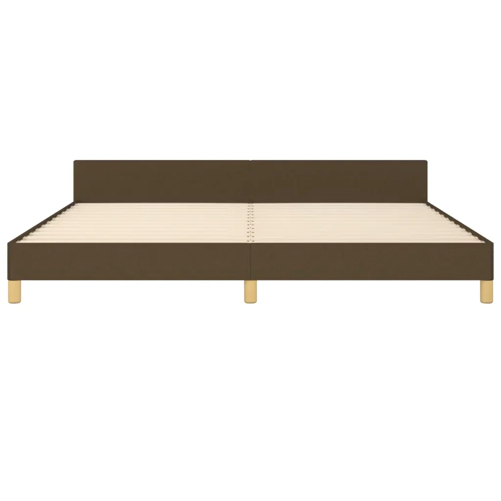 Letto matrimoniale | Letto per adulti | Giroletto senza Materasso Marrone Scuro 200x200 cm in Tessuto - Image 6