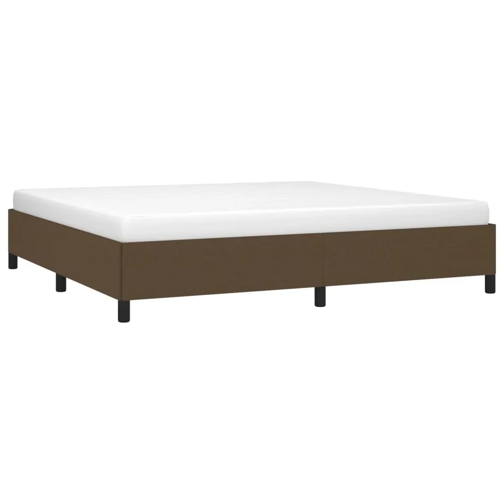 Letto matrimoniale | Letto per adulti | Giroletto senza Materasso Marrone Scuro 200x200 cm in Tessuto - Image 3