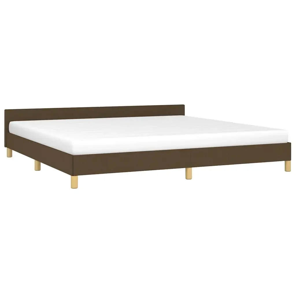 Letto matrimoniale | Letto per adulti | Giroletto senza Materasso Marrone Scuro 200x200 cm in Tessuto - Image 3