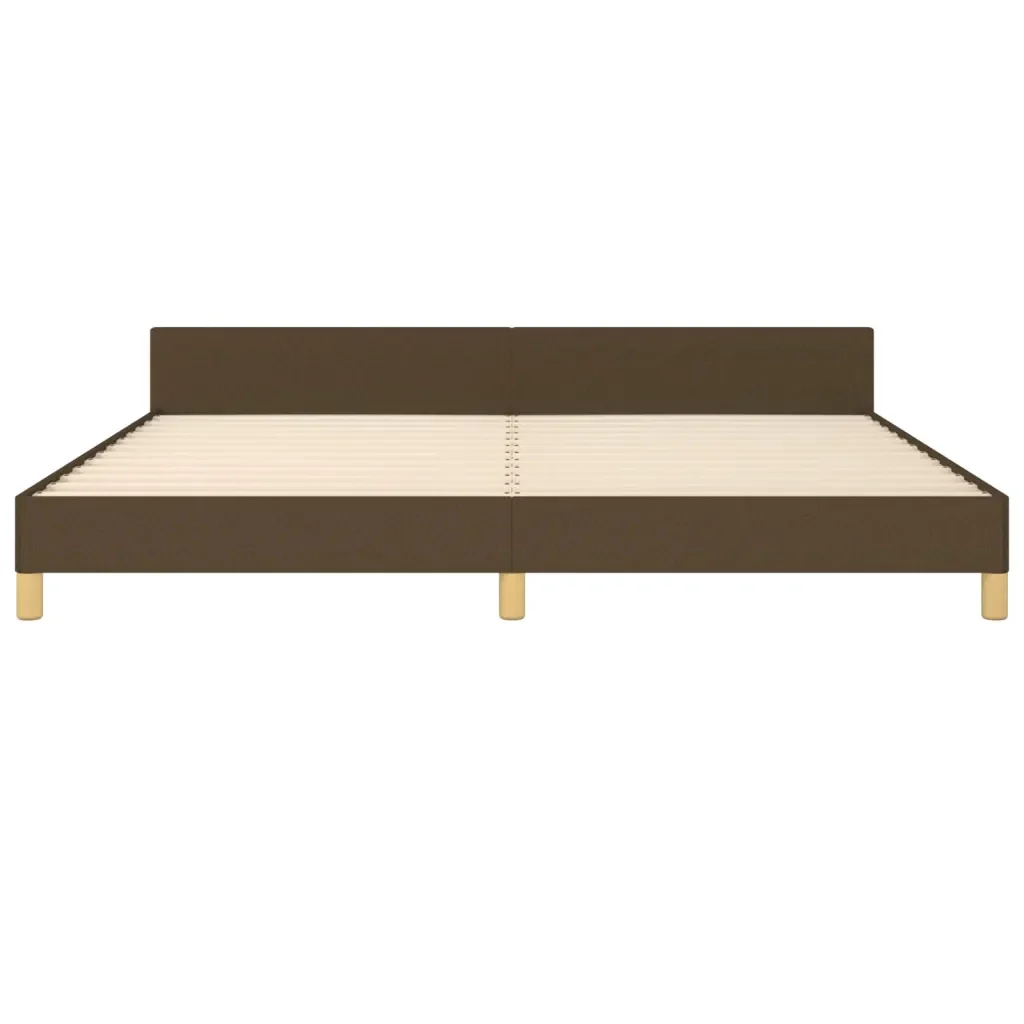 Letto matrimoniale | Letto per adulti | Giroletto senza Materasso Marrone Scuro 200x200 cm in Tessuto - Image 6
