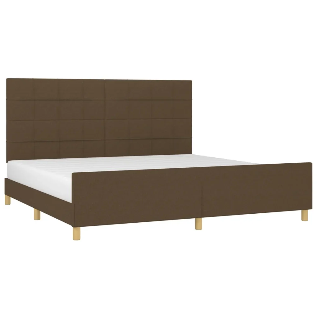 Letto matrimoniale | Letto per adulti | Giroletto senza Materasso Marrone Scuro 200x200 cm in Tessuto - Image 3