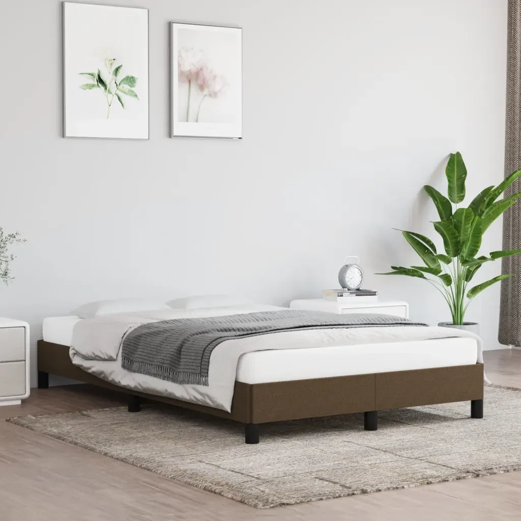 Letto matrimoniale | Letto per adulti | Giroletto senza Materasso Marrone Scuro 80x200 cm in Tessuto - Image 2
