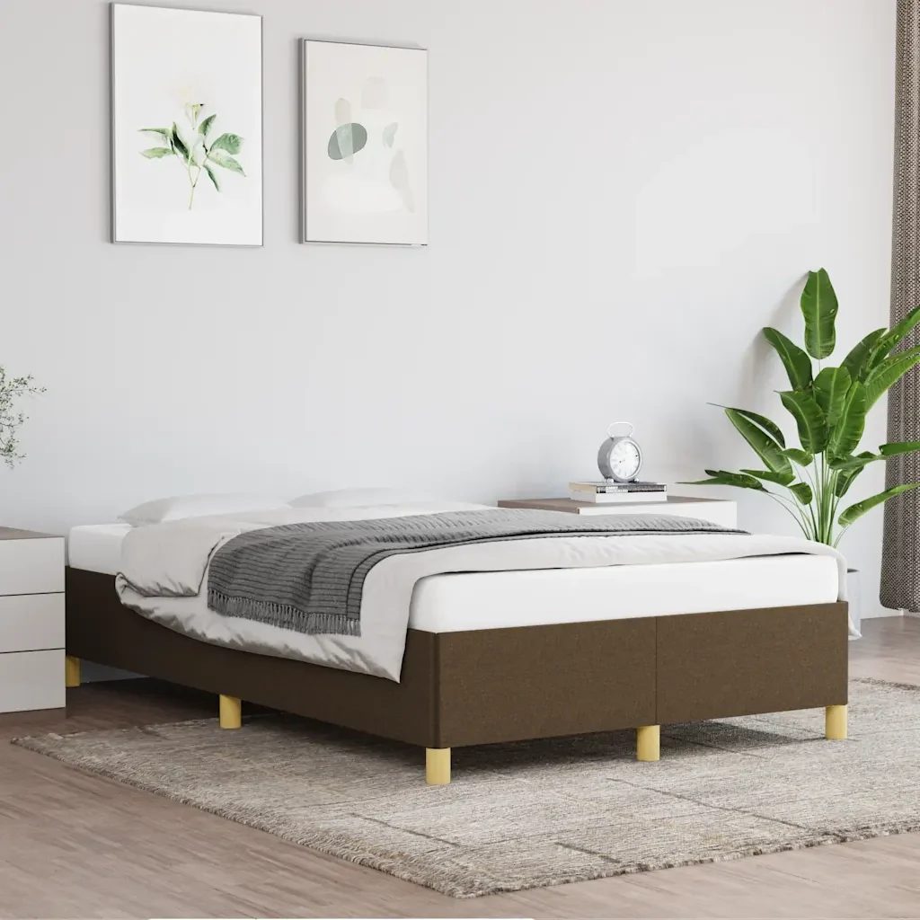 Letto matrimoniale | Letto per adulti | Giroletto senza Materasso Marrone Scuro 80x200 cm in Tessuto - Image 2