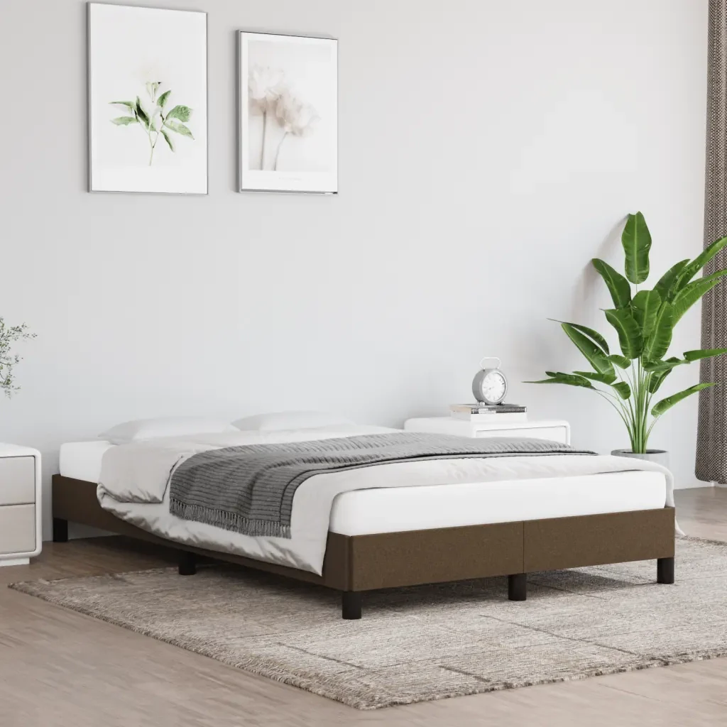 Letto matrimoniale | Letto per adulti | Giroletto senza Materasso Marrone Scuro 80x200 cm in Tessuto - Image 2