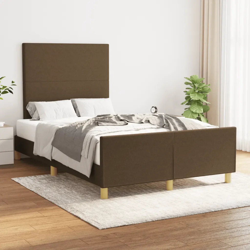 Letto matrimoniale | Letto per adulti | Giroletto senza Materasso Marrone Scuro 80x200 cm in Tessuto - Image 2