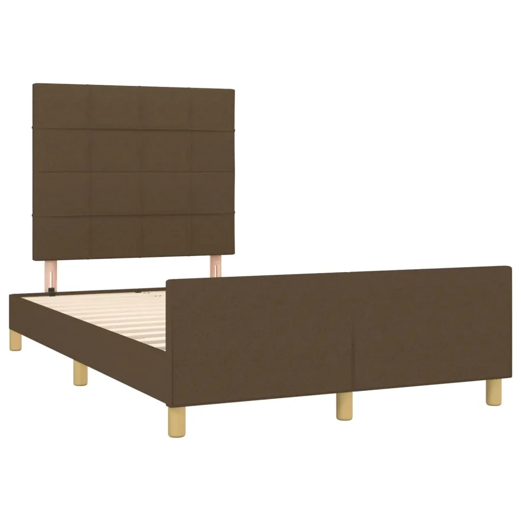 Letto matrimoniale | Letto per adulti | Giroletto senza Materasso Marrone Scuro 80x200 cm in Tessuto - Image 4