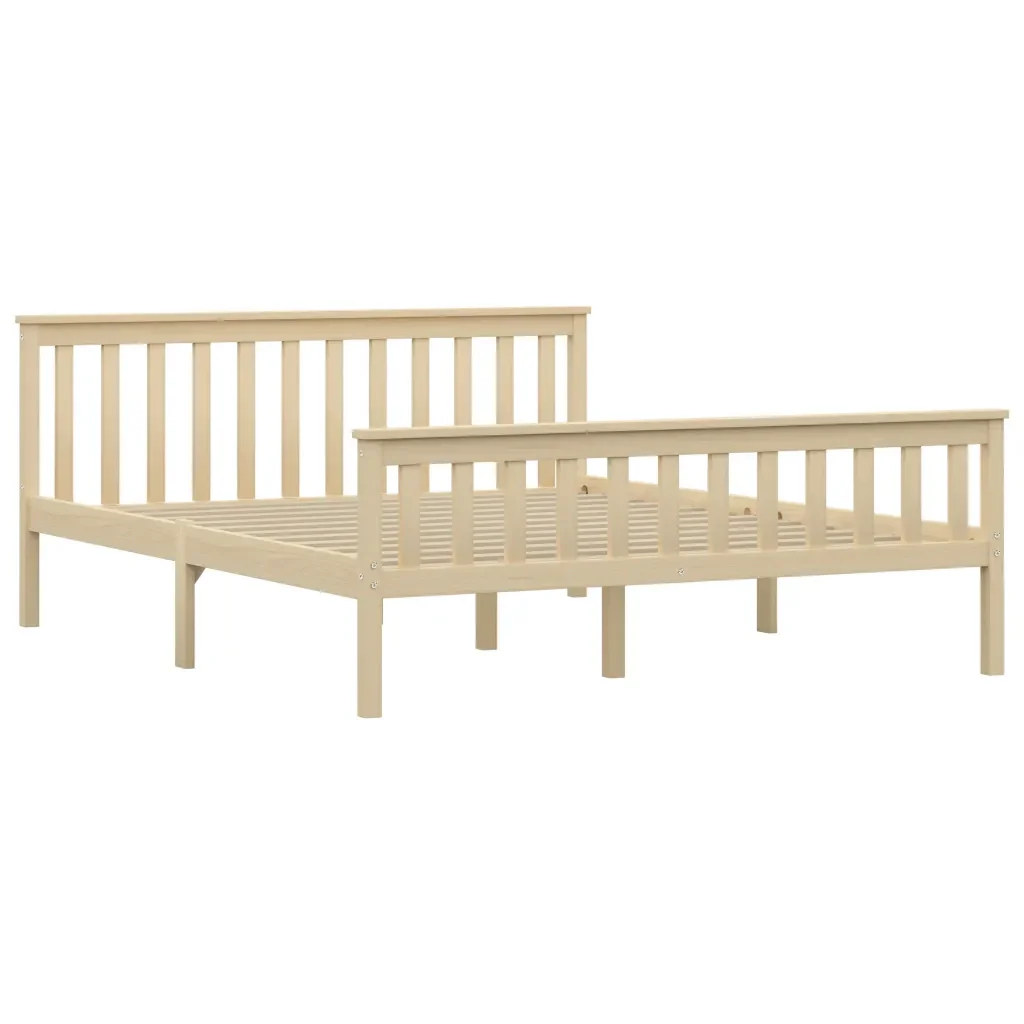 Letto matrimoniale | Letto per adulti | Giroletto senza Materasso Naturale 160x200 cm Legno di Pino - Image 2