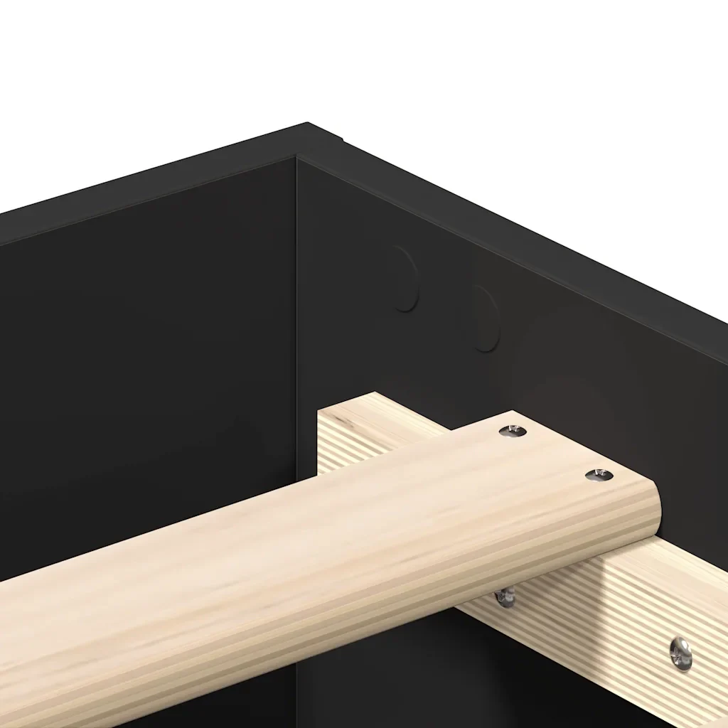 Letto matrimoniale | Letto per adulti | Giroletto senza Materasso Nero 120x190 cm in Legno Multistrato - Image 8