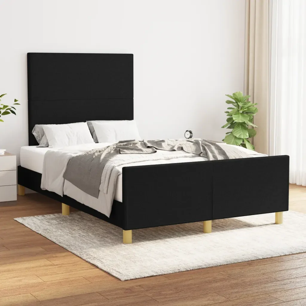 Letto matrimoniale | Letto per adulti | Giroletto senza Materasso Nero 120x190 cm in Tessuto - Image 2
