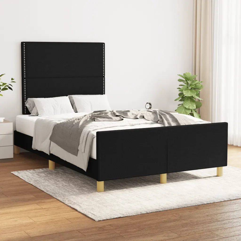 Letto matrimoniale | Letto per adulti | Giroletto senza Materasso Nero 120x190 cm in Tessuto - Image 2