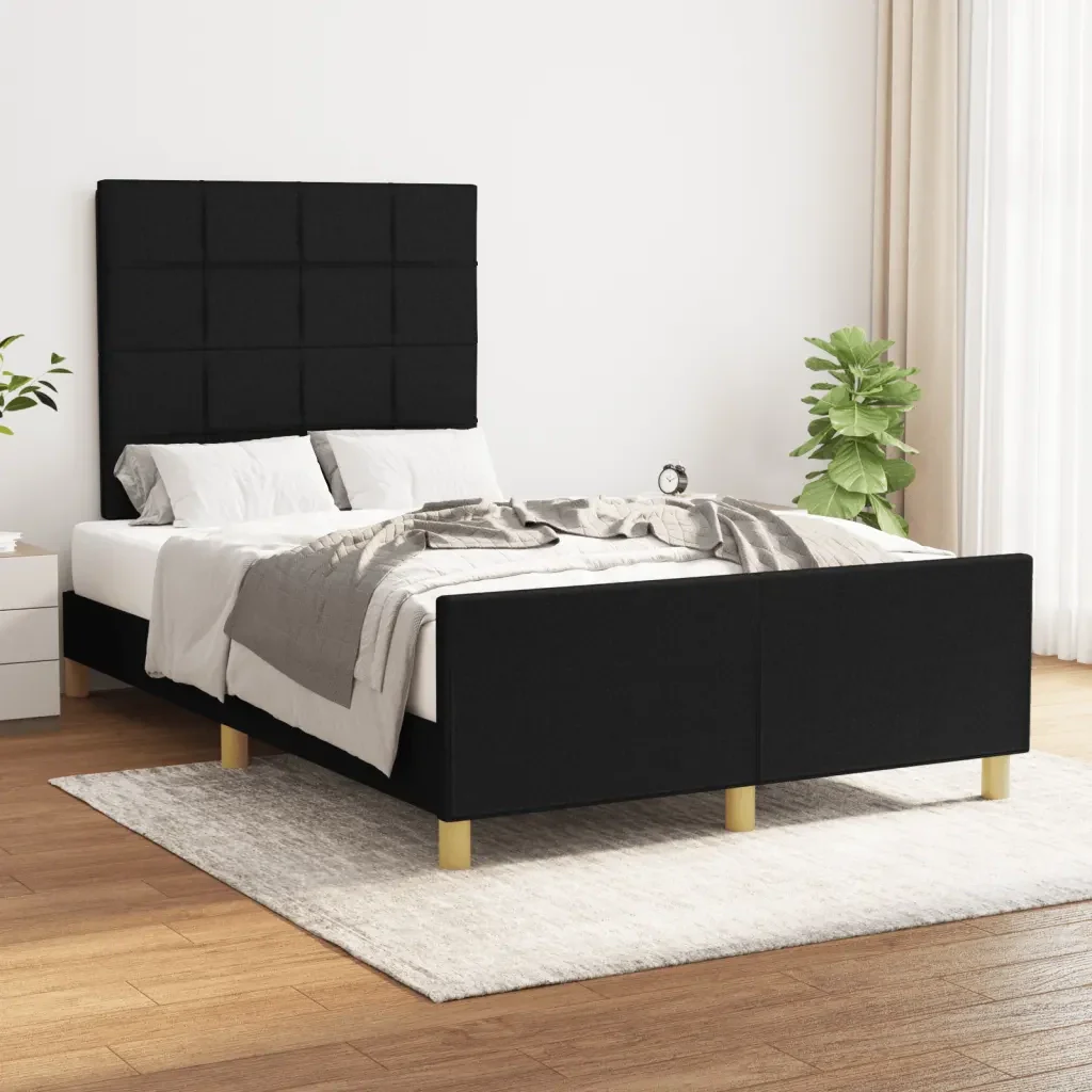 Letto matrimoniale | Letto per adulti | Giroletto senza Materasso Nero 120x190 cm in Tessuto - Image 2