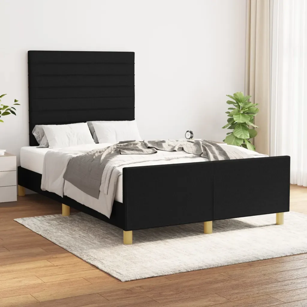 Letto matrimoniale | Letto per adulti | Giroletto senza Materasso Nero 120x190 cm in Tessuto - Image 2