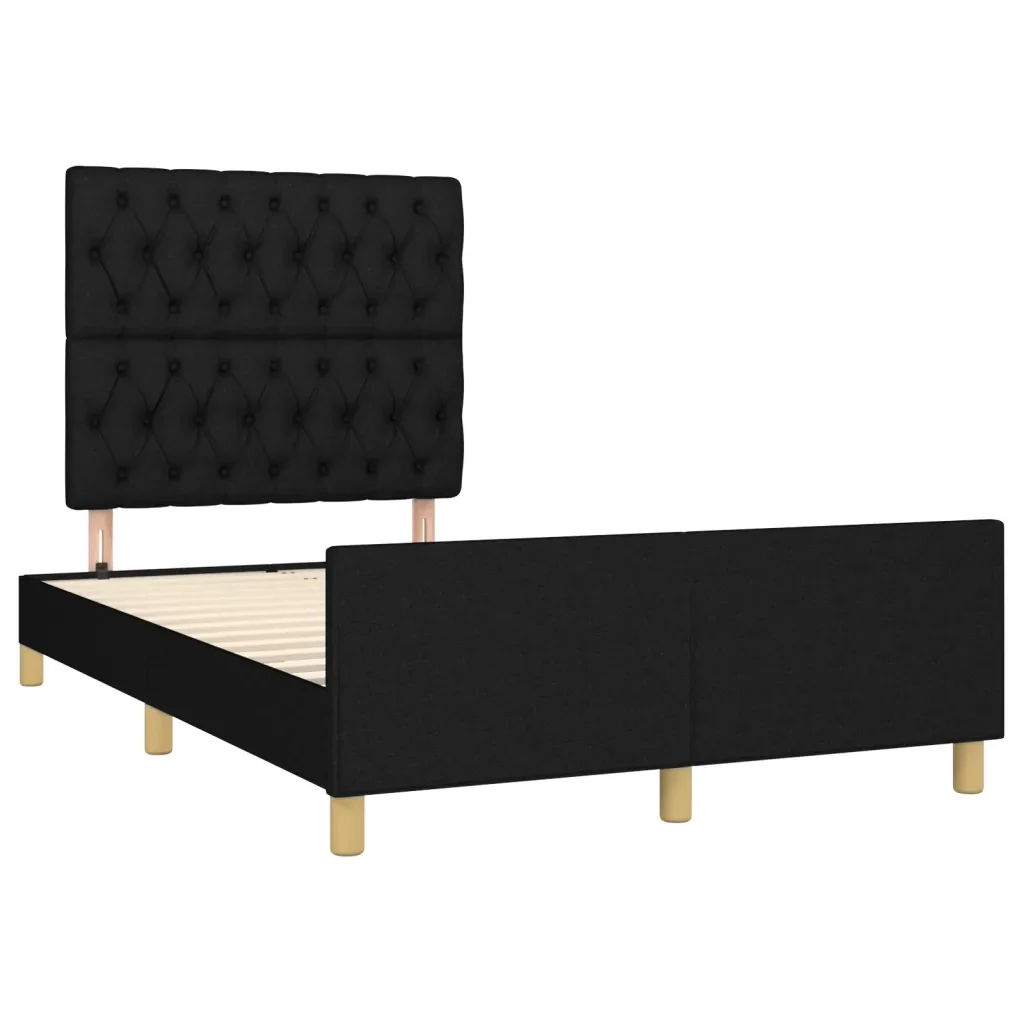 Letto matrimoniale | Letto per adulti | Giroletto senza Materasso Nero 120x190 cm in Tessuto - Image 4