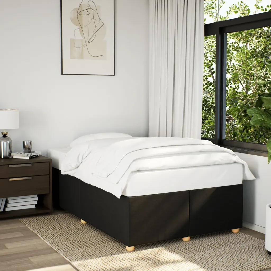 Letto matrimoniale | Letto per adulti | Giroletto senza Materasso Nero 120x190 cm in Tessuto - Image 2