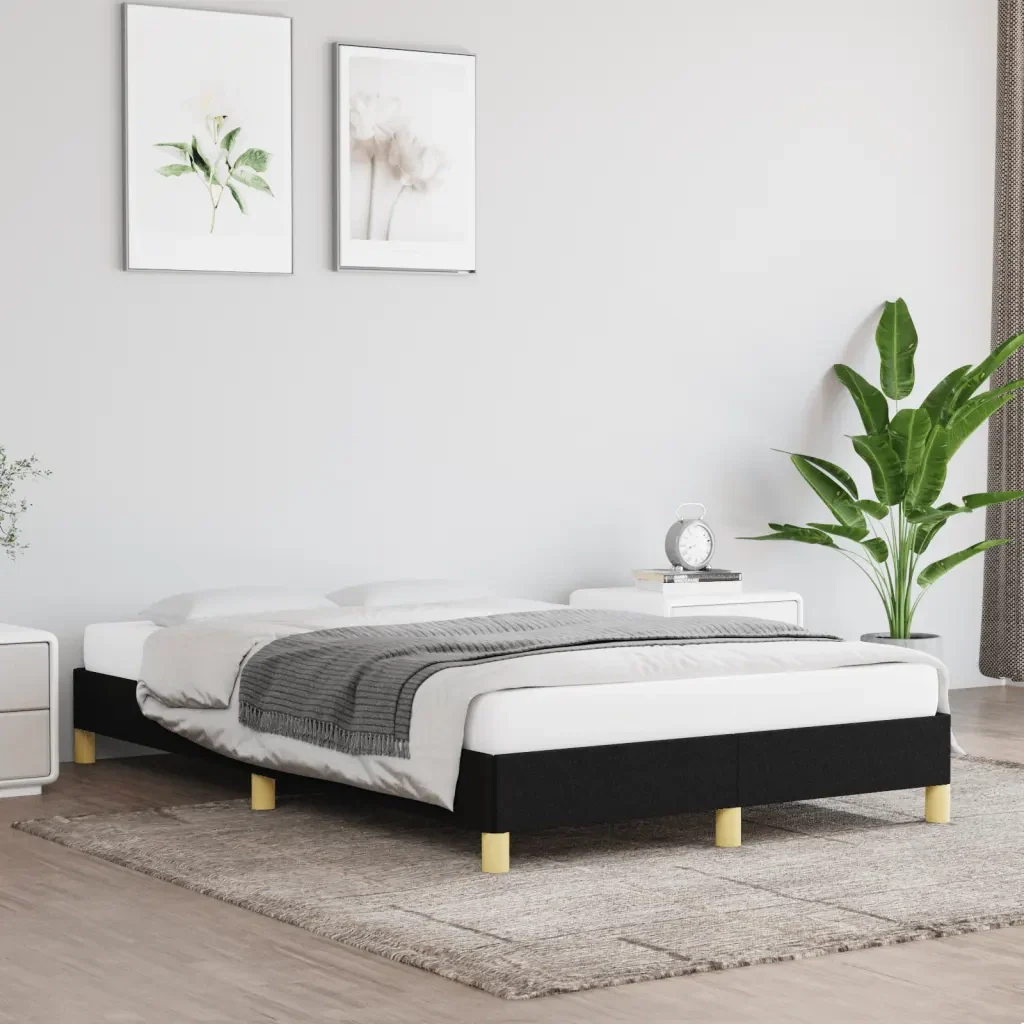 Letto matrimoniale | Letto per adulti | Giroletto senza Materasso Nero 120x190 cm in Tessuto - Image 2