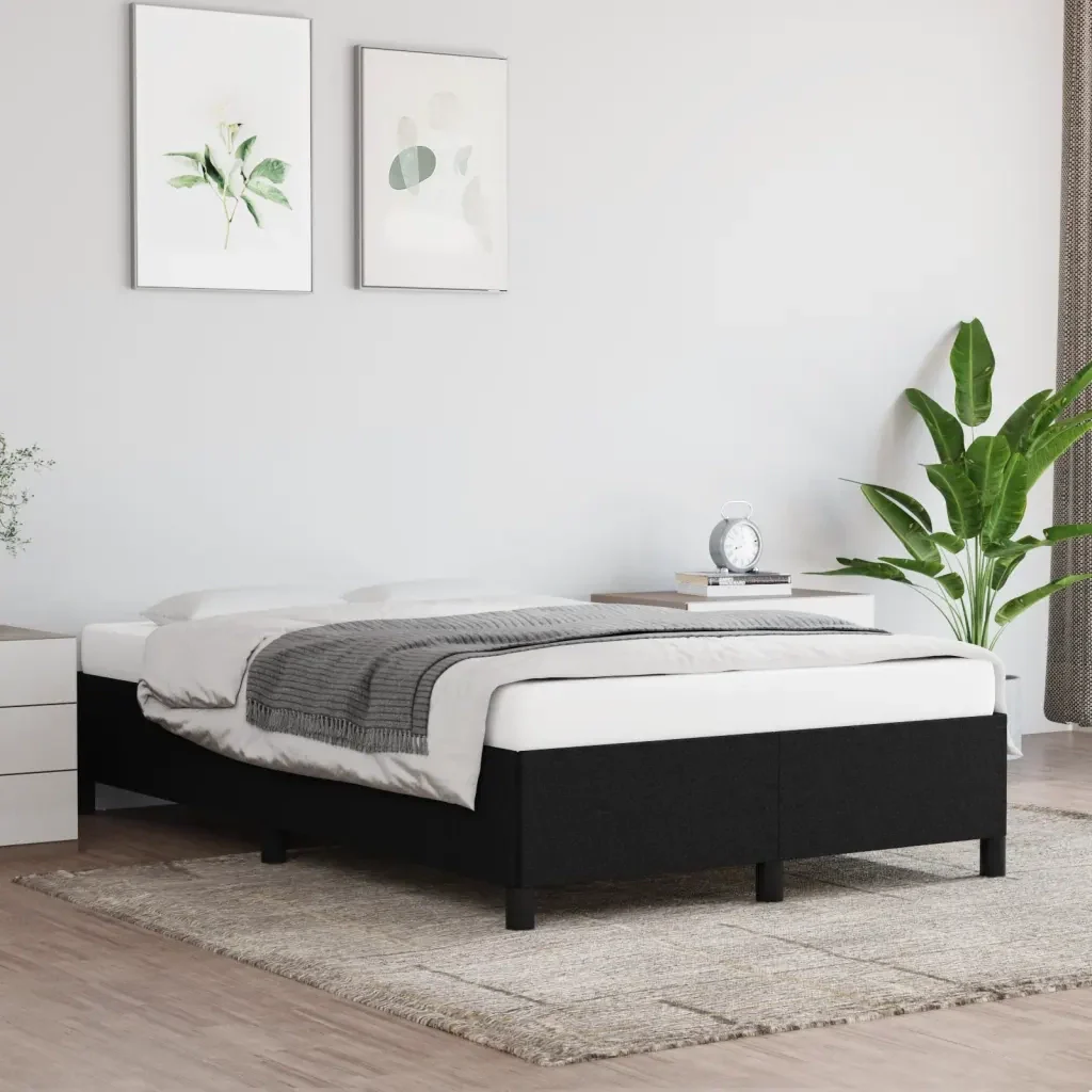 Letto matrimoniale | Letto per adulti | Giroletto senza Materasso Nero 120x190 cm in Tessuto - Image 2