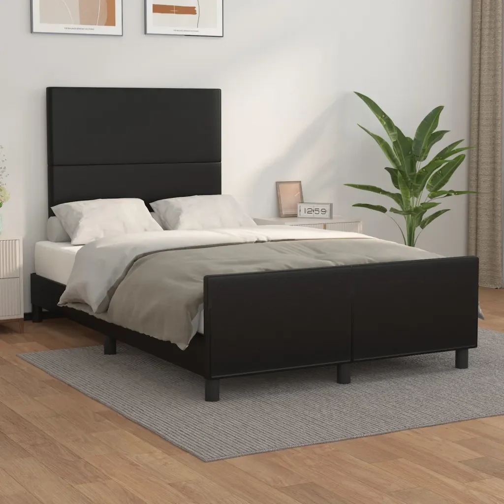 Letto matrimoniale | Letto per adulti | Giroletto senza Materasso Nero 120x190 cm Similpelle - Image 2