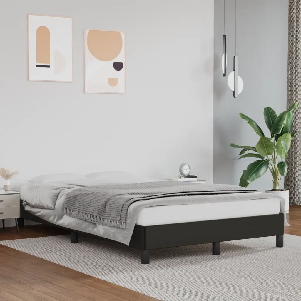 Letto matrimoniale | Letto per adulti | Giroletto senza Materasso Nero 120x190 cm Similpelle - Image 2