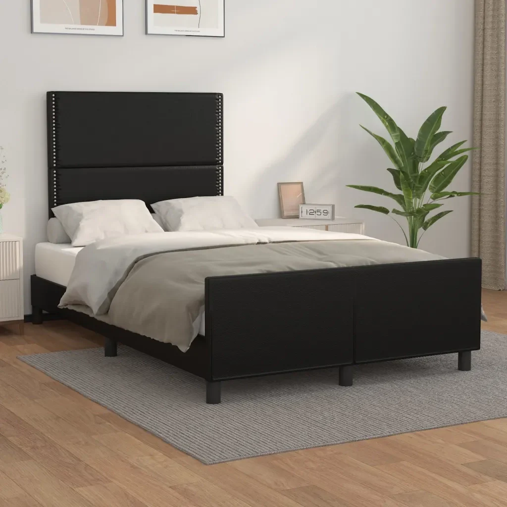 Letto matrimoniale | Letto per adulti | Giroletto senza Materasso Nero 120x190 cm Similpelle - Image 2