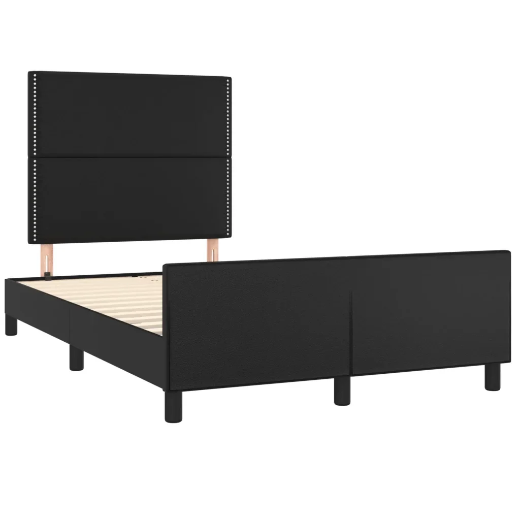 Letto matrimoniale | Letto per adulti | Giroletto senza Materasso Nero 120x190 cm Similpelle - Image 4