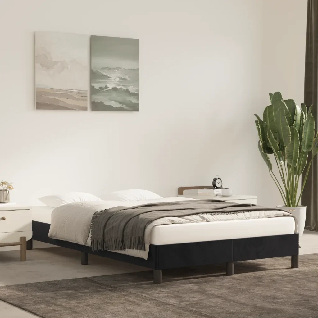 Letto matrimoniale | Letto per adulti | Giroletto senza Materasso Nero 120x190 cm Velluto - Image 2