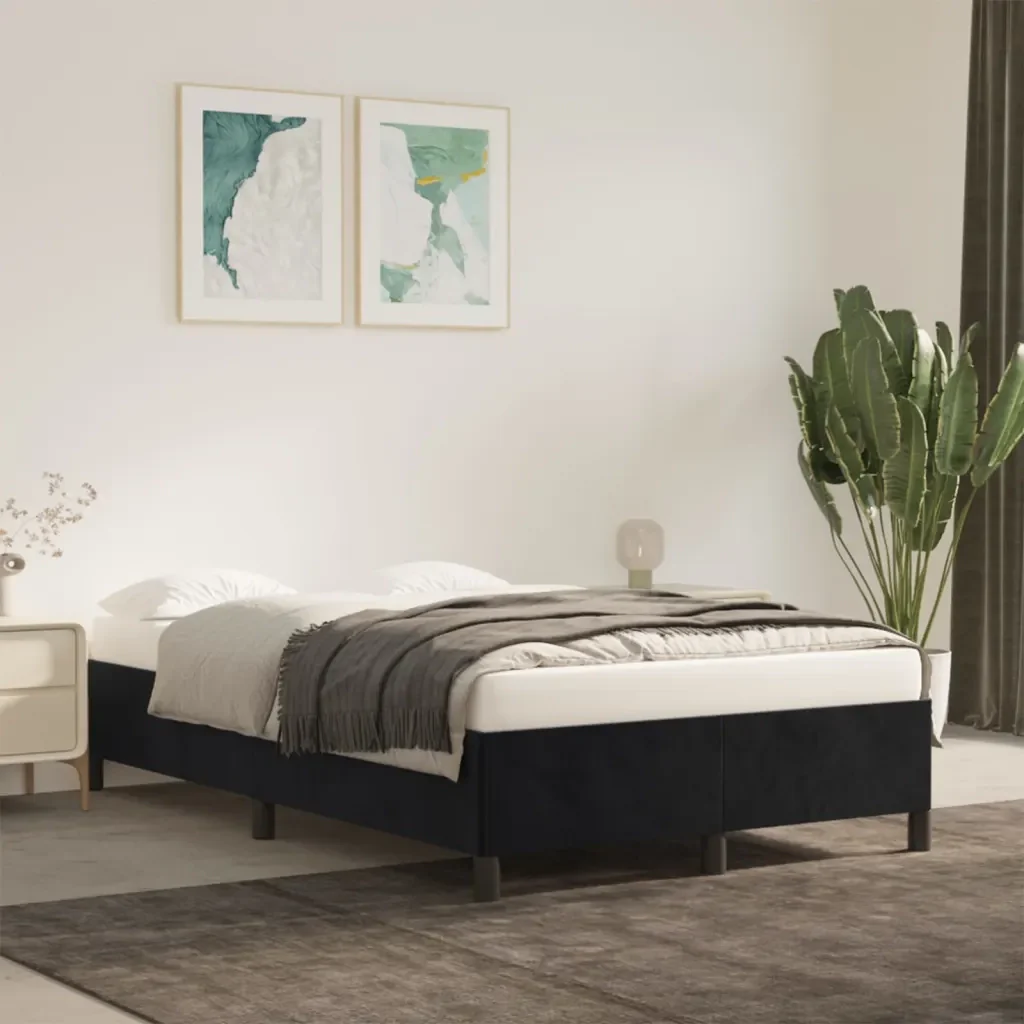 Letto matrimoniale | Letto per adulti | Giroletto senza Materasso Nero 120x190 cm Velluto - Image 2
