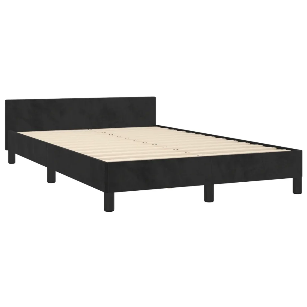 Letto matrimoniale | Letto per adulti | Giroletto senza Materasso Nero 120x190 cm Velluto - Image 5