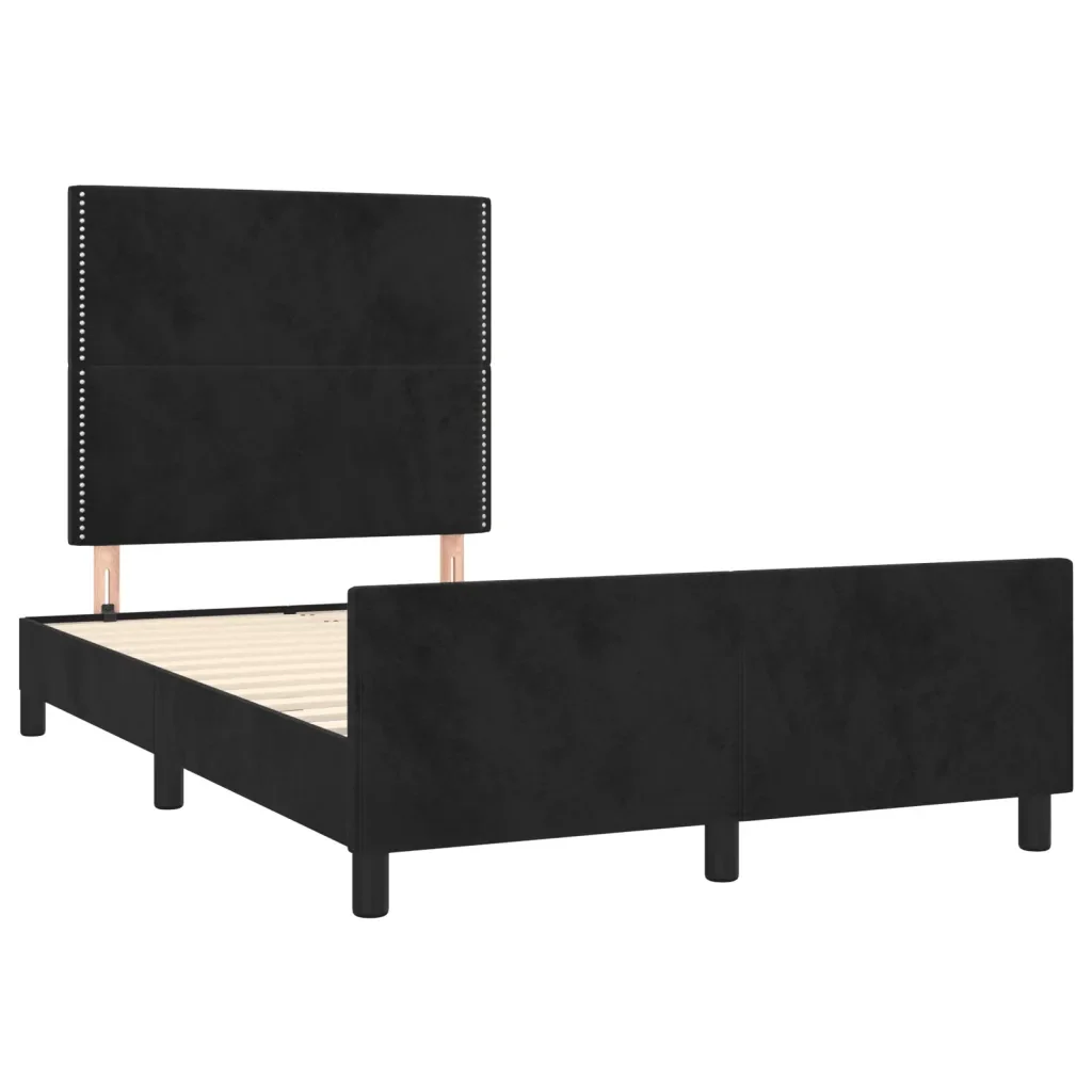 Letto matrimoniale | Letto per adulti | Giroletto senza Materasso Nero 120x190 cm Velluto - Image 4