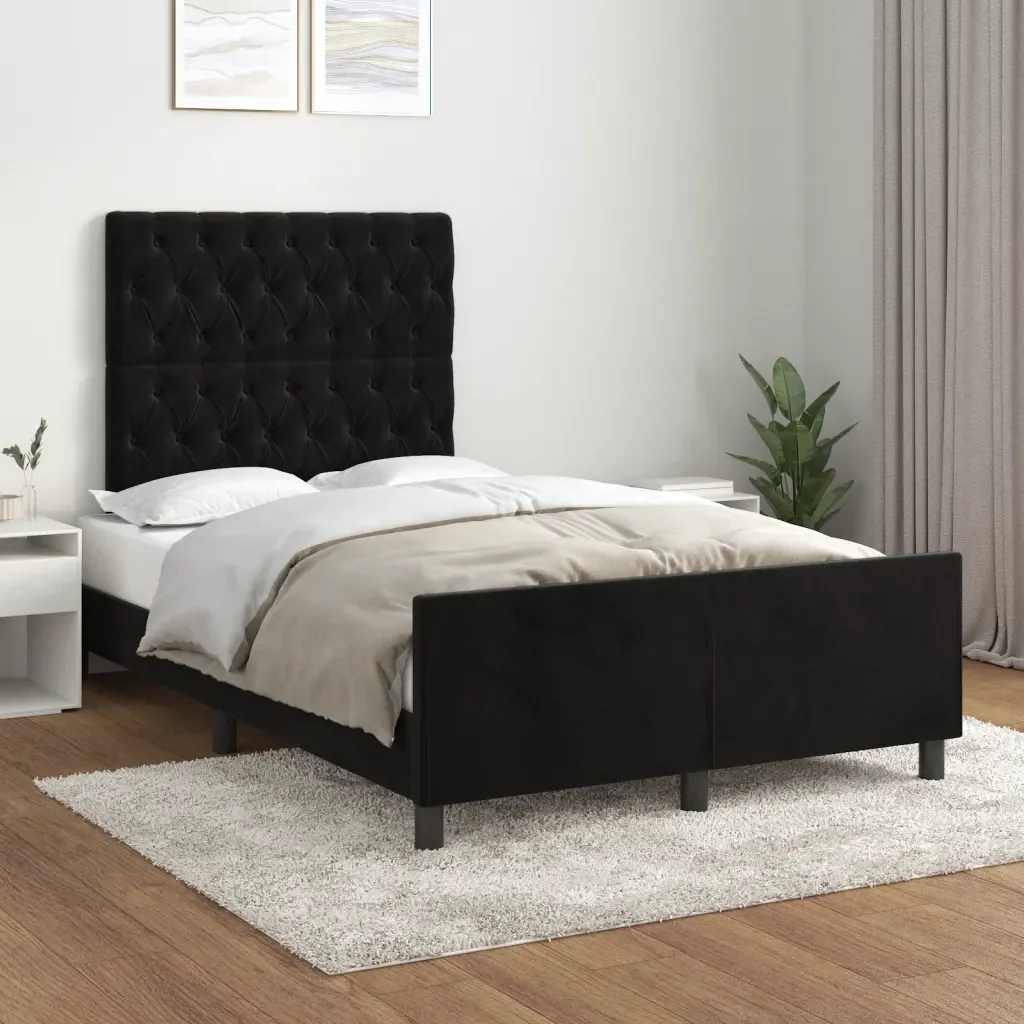Letto matrimoniale | Letto per adulti | Giroletto senza Materasso Nero 120x190 cm Velluto - Image 2